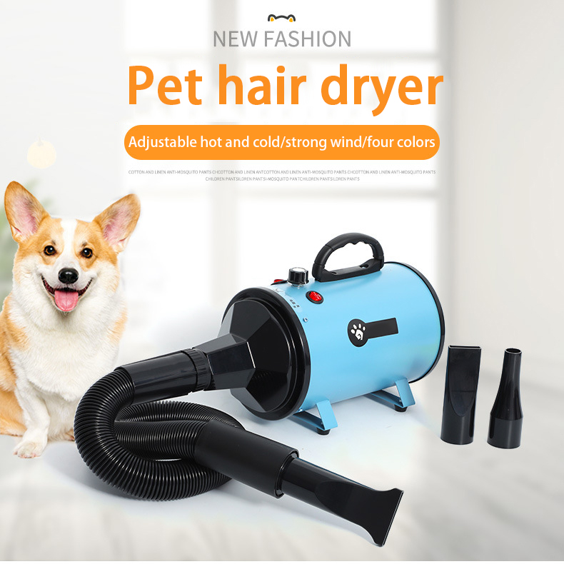 Adjustable temperature pet hair dryer