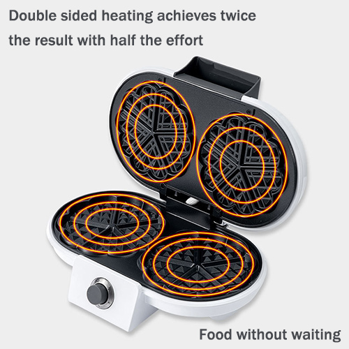 Double sided heated heart-shaped waffle maker