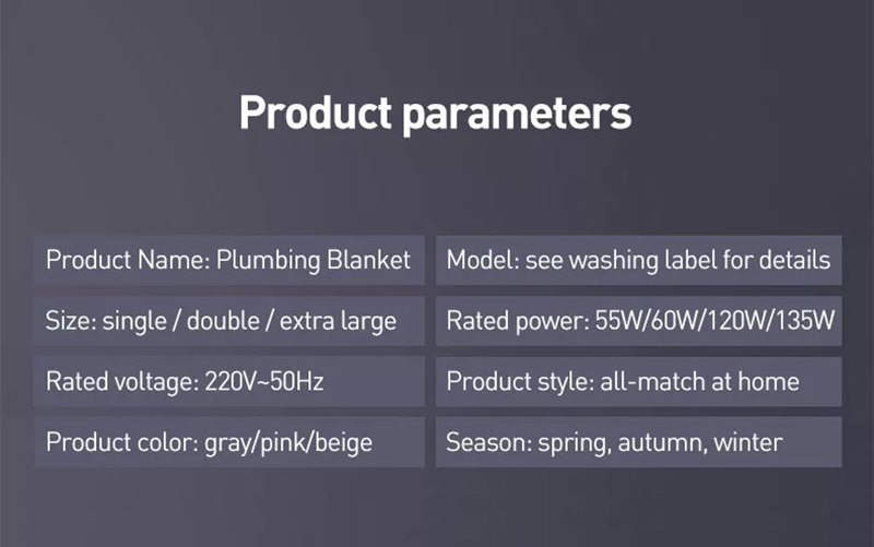 Plumbing thermostat electric blanket parameter